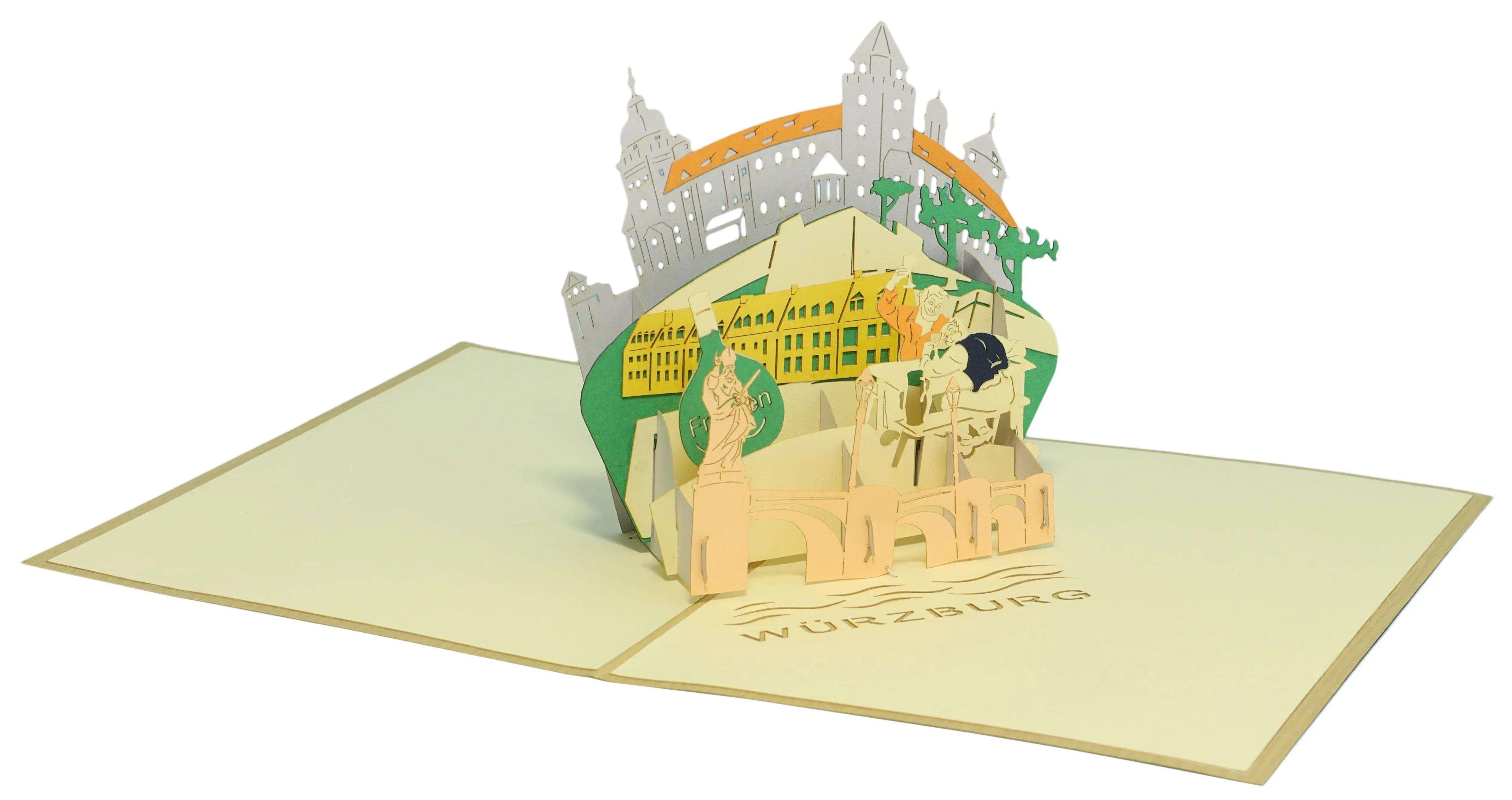 Pop-Up Karte Würzburg - 3D Stadtkarte Stadtbesichtigung Gutschein, N351 LINPopUp N351