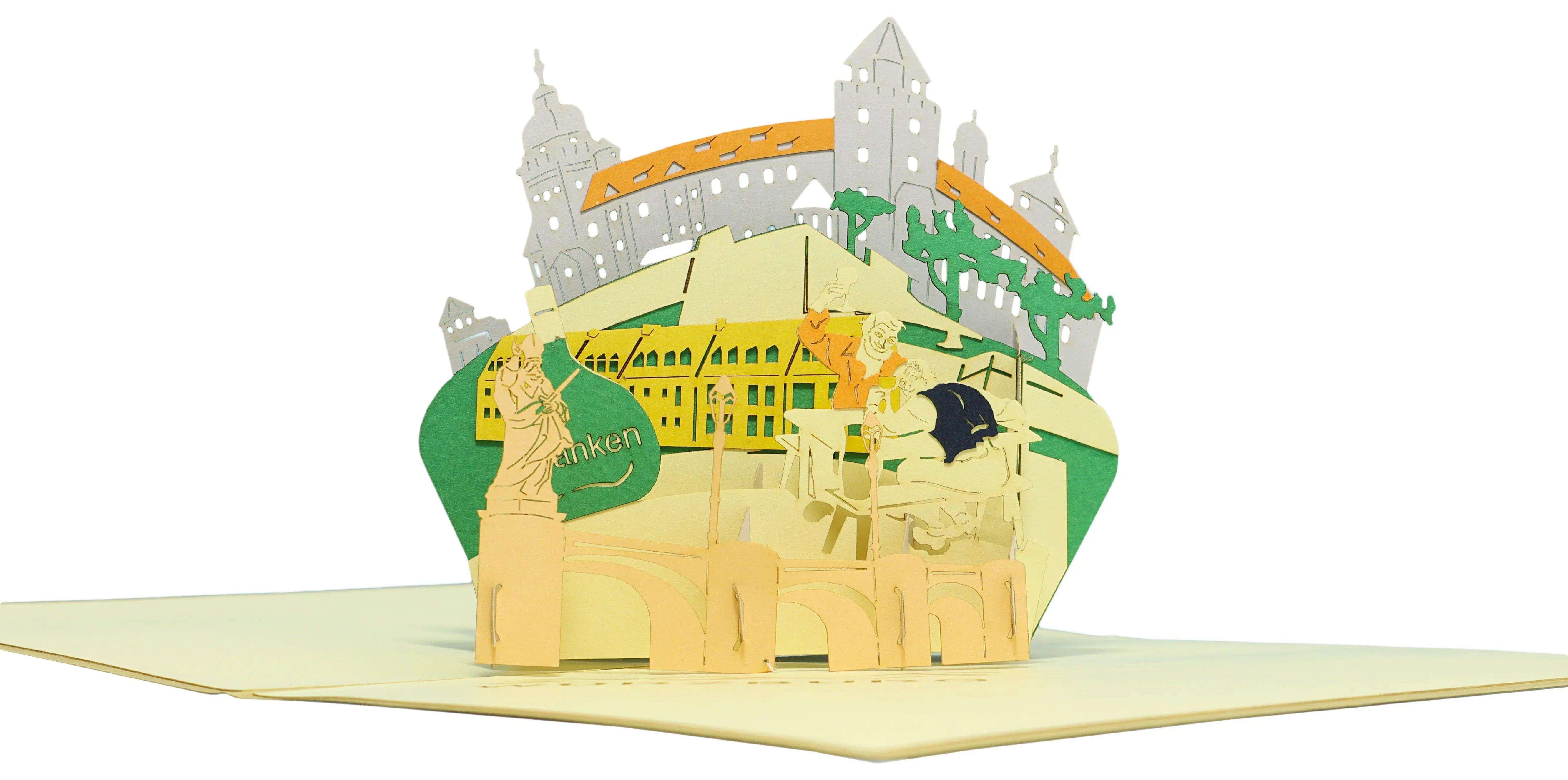 Pop-Up Karte Würzburg - 3D Stadtkarte Stadtbesichtigung Gutschein, N351 LINPopUp N351