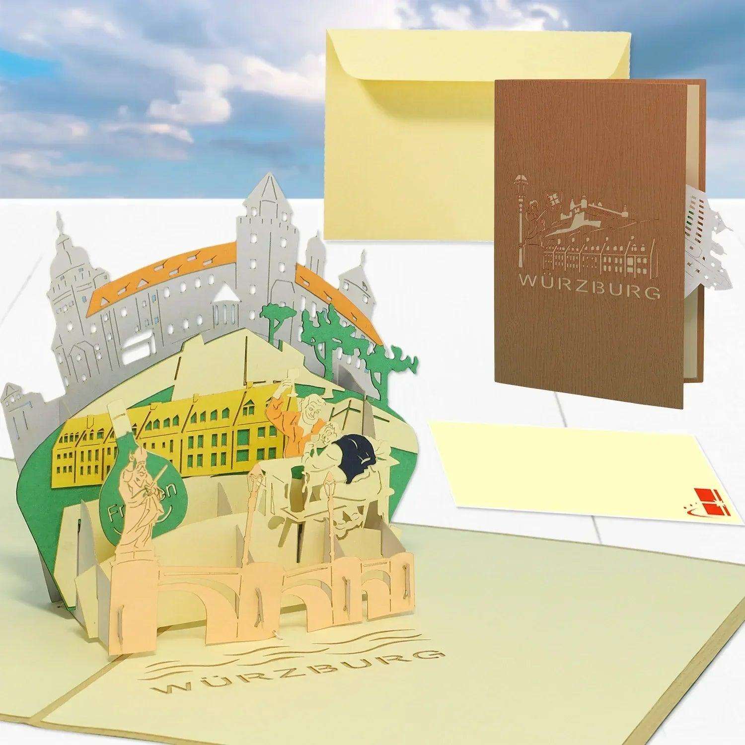 Pop-Up Karte Würzburg - 3D Stadtkarte Stadtbesichtigung Gutschein, N351 LINPopUp N351