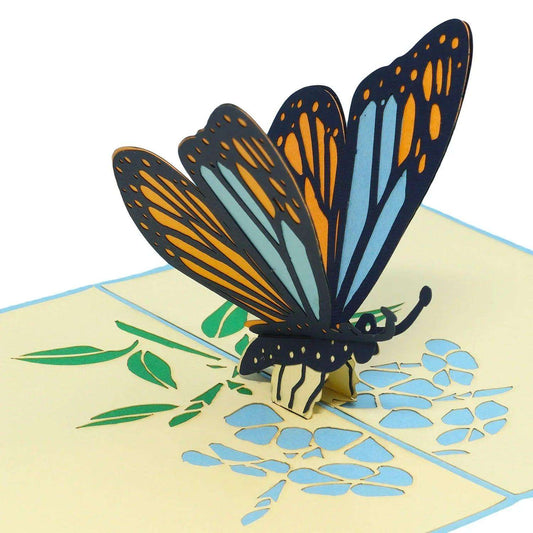 Pop-Up Karte – 3D Grußkarte, Schmetterling blau, N382 - LINPopUp