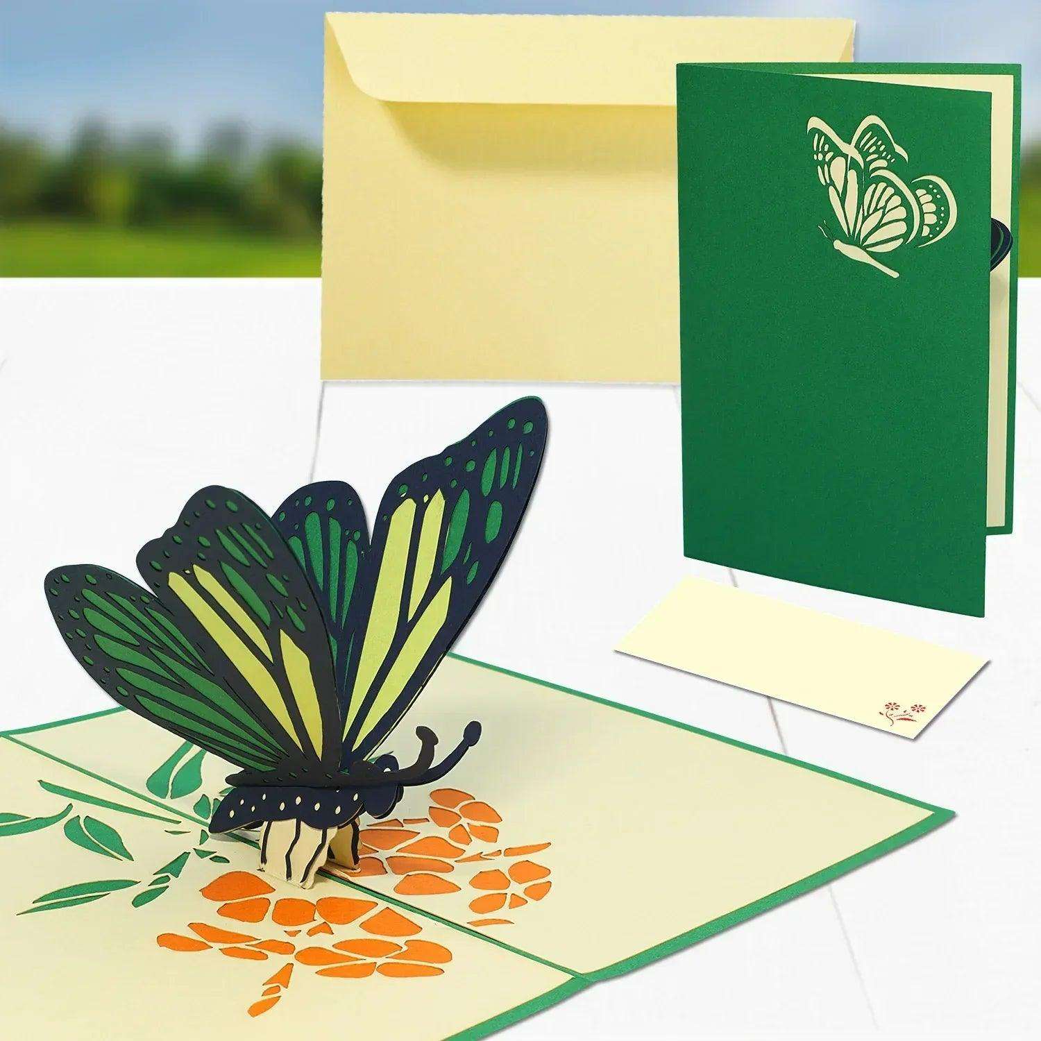 Pop Up Karte 3D Schmetterling Grün – Grußkarte Muttertag & Geburtstag LINPopUp 17657-N383