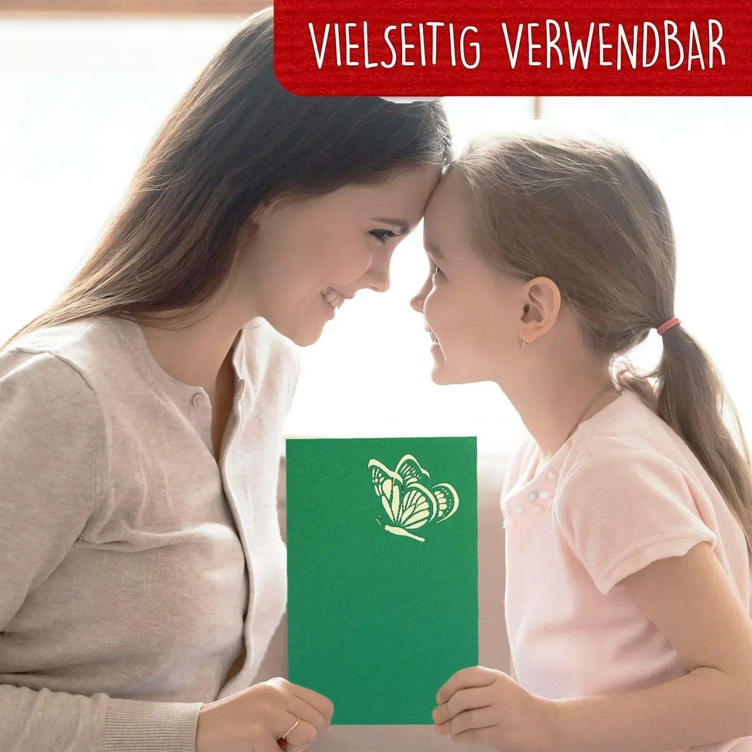 Pop Up Karte 3D Schmetterling Grün – Grußkarte Muttertag & Geburtstag LINPopUp 17657-N383