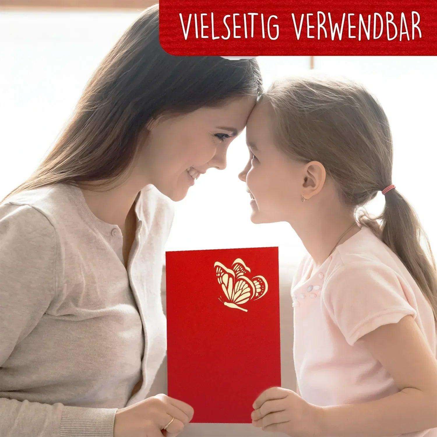 Pop Up Karte 3D Schmetterling Rot – Grußkarte Muttertag & Geburtstag - LINPopUp