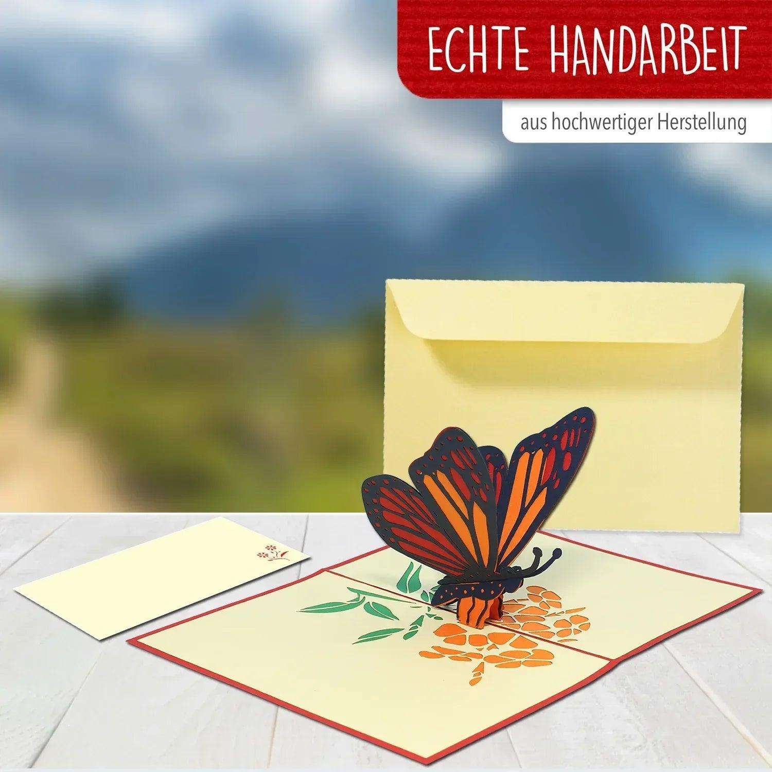 Pop Up Karte 3D Schmetterling Rot – Grußkarte Muttertag & Geburtstag - LINPopUp