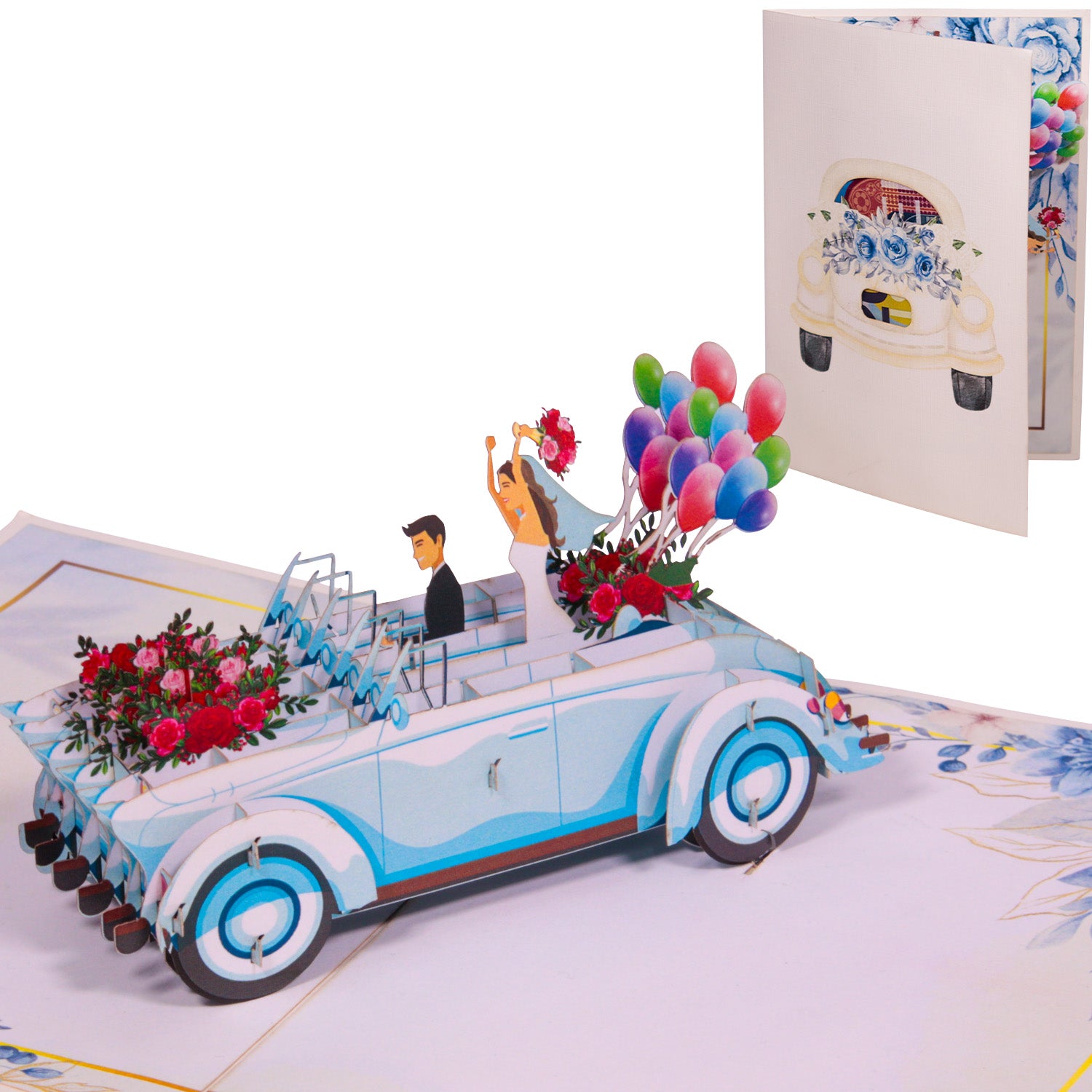 Pop - Up Hochzeitskarte mit Geldfach - Verpackung Geldgeschenk zur Hochzeit, N38