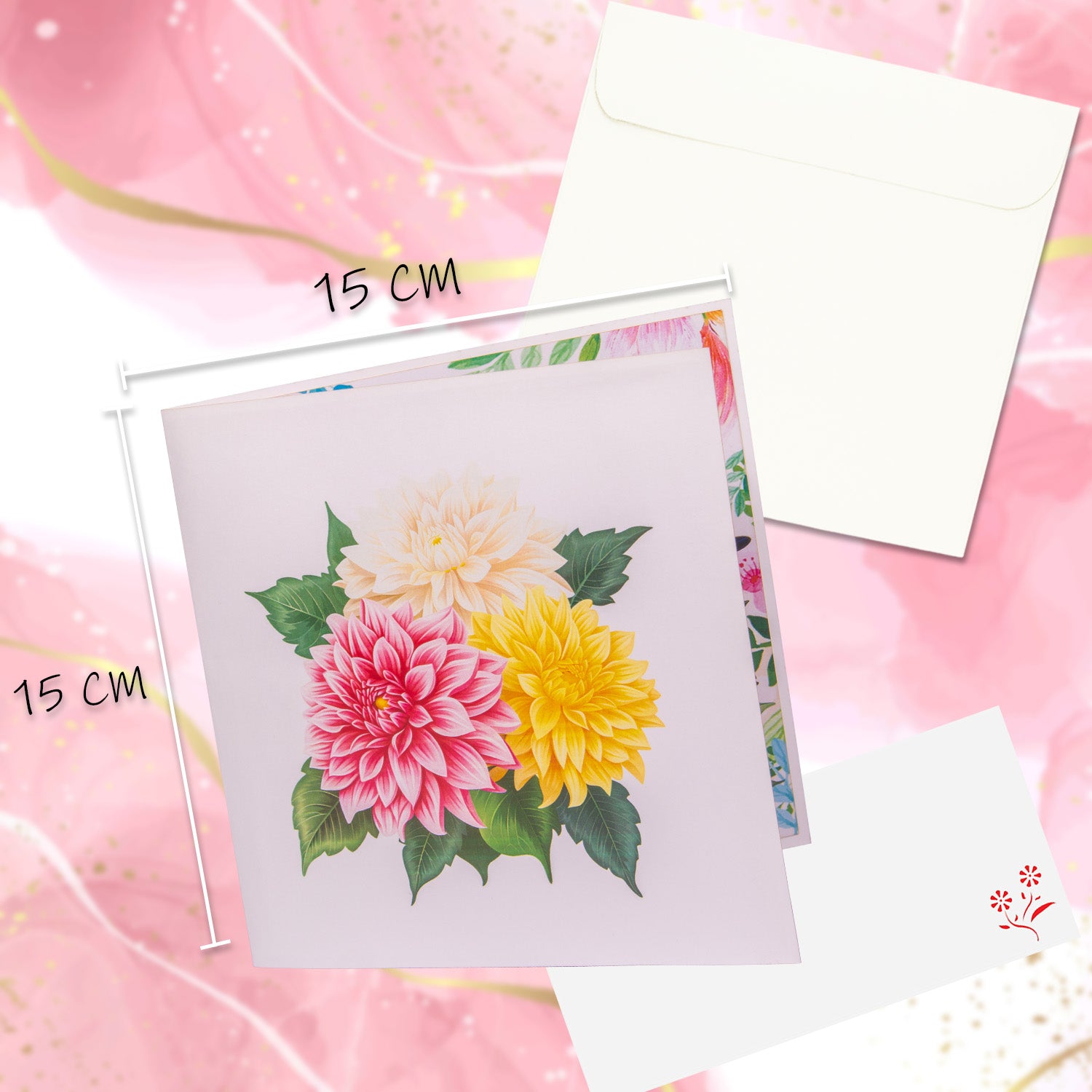 3D Pop-Up Karte Dahlien-Blumenstrauß N44