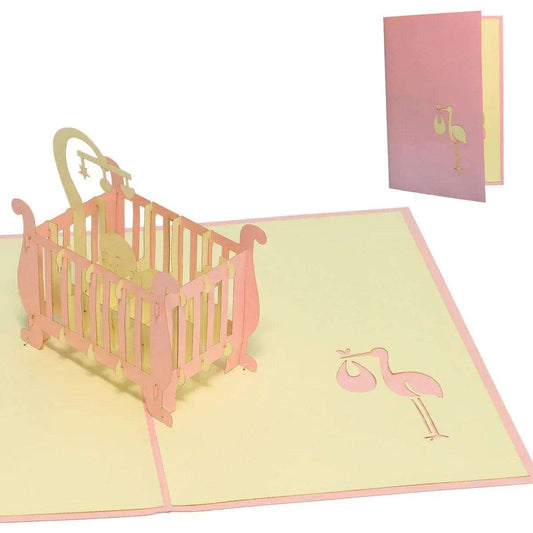 3D Pop-Up Karte Geburt - Geburtskarte & Taufe Mädchen, N98 - LINPopUp