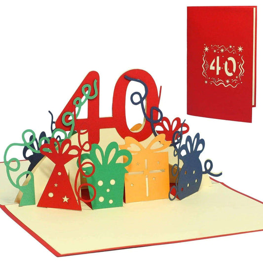 Pop-Up-Karte zum Geburtstag – Zahl 40, Geburtstagseinladung & Jubiläum, N18 - LINPopUp