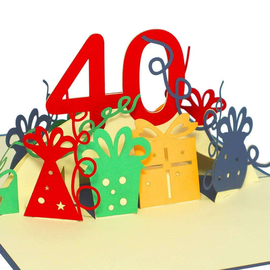 Pop-Up-Karte zum Geburtstag – Zahl 40, Geburtstagseinladung & Jubiläum, N19 - LINPopUp