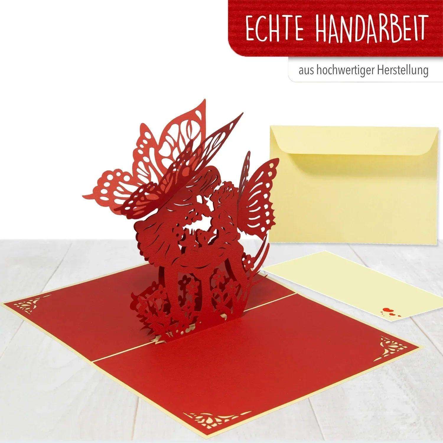 Hochzeitskarte Pop Up 3D - Glückwunschkarte zur Hochzeit, Küssende Elfen, N69 LINPopUp N69