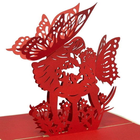Hochzeitskarte Pop Up 3D - Glückwunschkarte zur Hochzeit, Küssende Elfen, N69 - LINPopUp