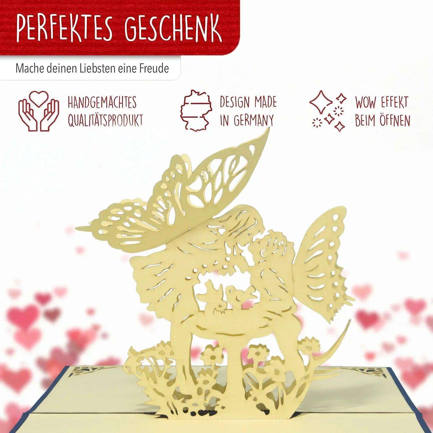 Hochzeitskarte Pop Up 3D - Glückwunschkarte zur Hochzeit, Küssende Elfen, blau, N70 LINPopUp N70