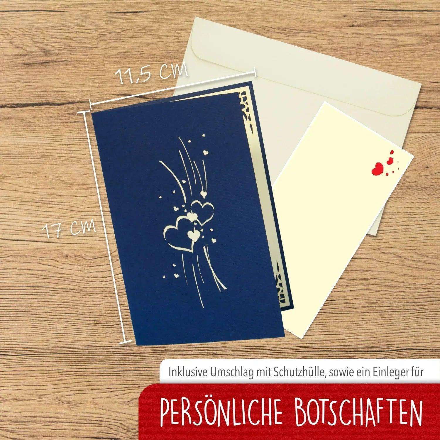 Hochzeitskarte Pop Up 3D - Glückwunschkarte zur Hochzeit, Küssende Elfen, blau, N70 LINPopUp N70