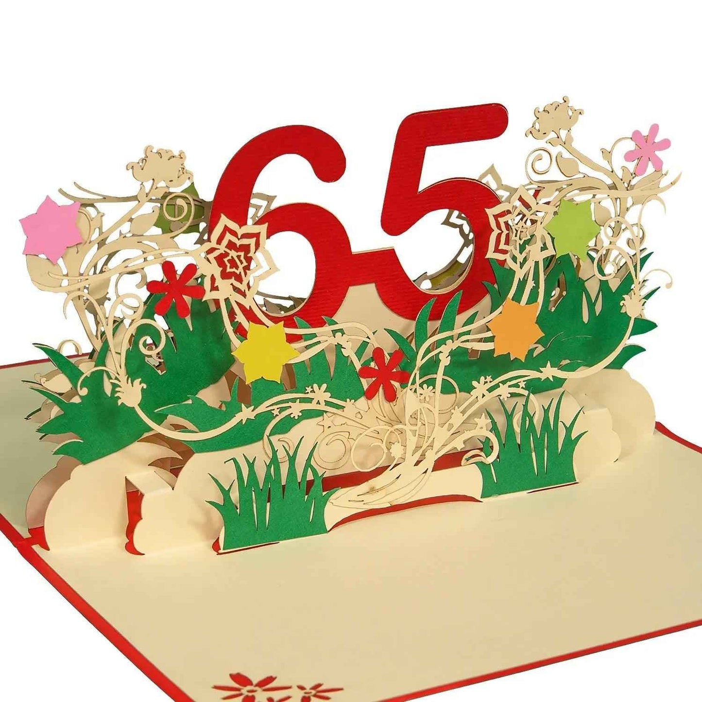 Pop-Up-Karte zum Geburtstag – Zahl 65, Geburtstagseinladung & Jubiläum, N324