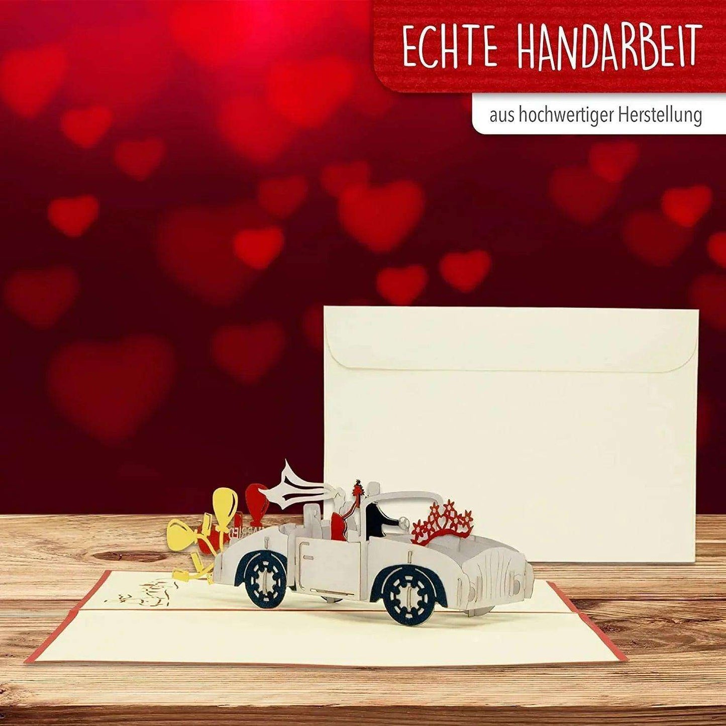 Hochzeitskarte Pop Up 3D - Hochzeitsauto, N256 - LINPopUp