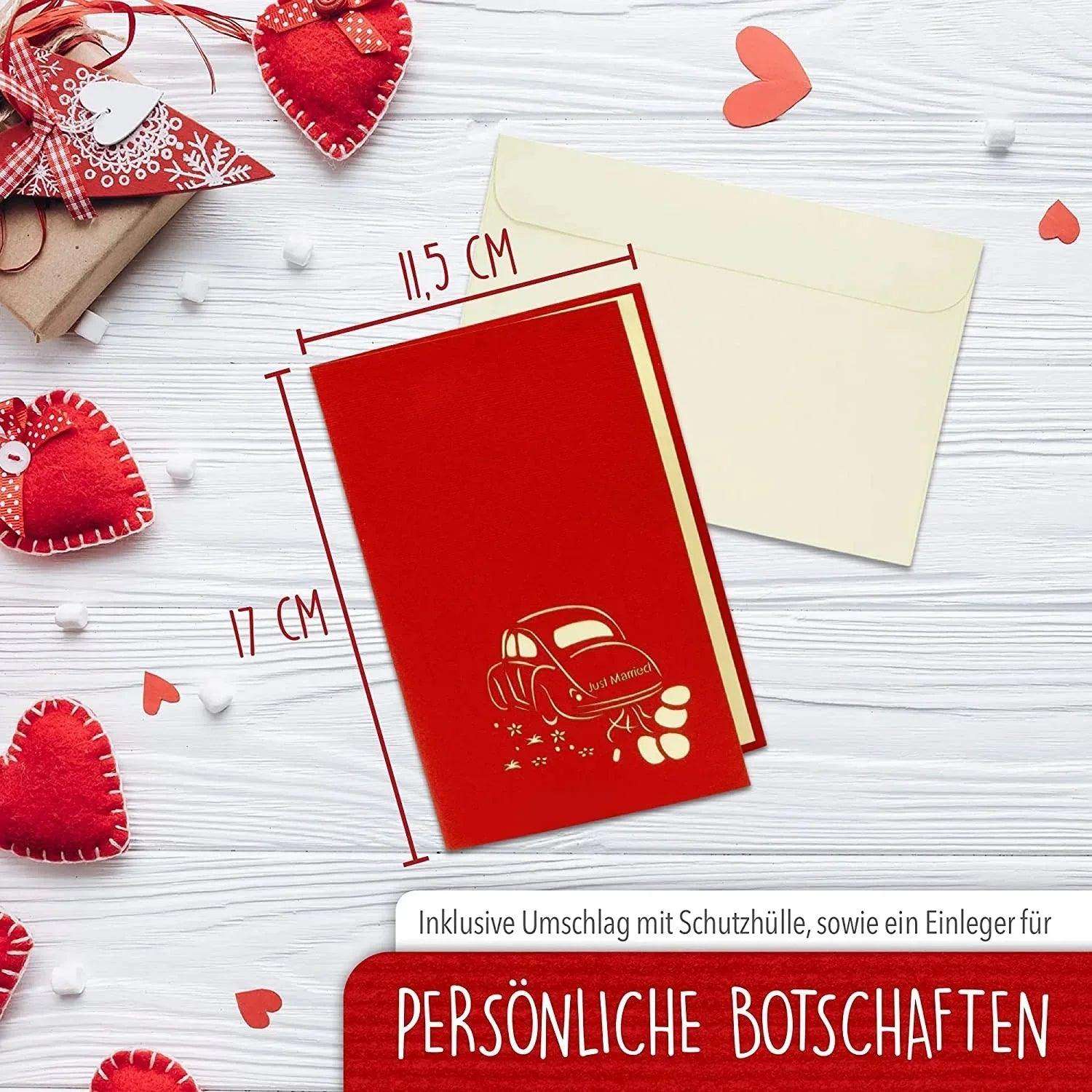 Hochzeitskarte Pop Up 3D - Hochzeitsauto, N256 LINPopUp N256