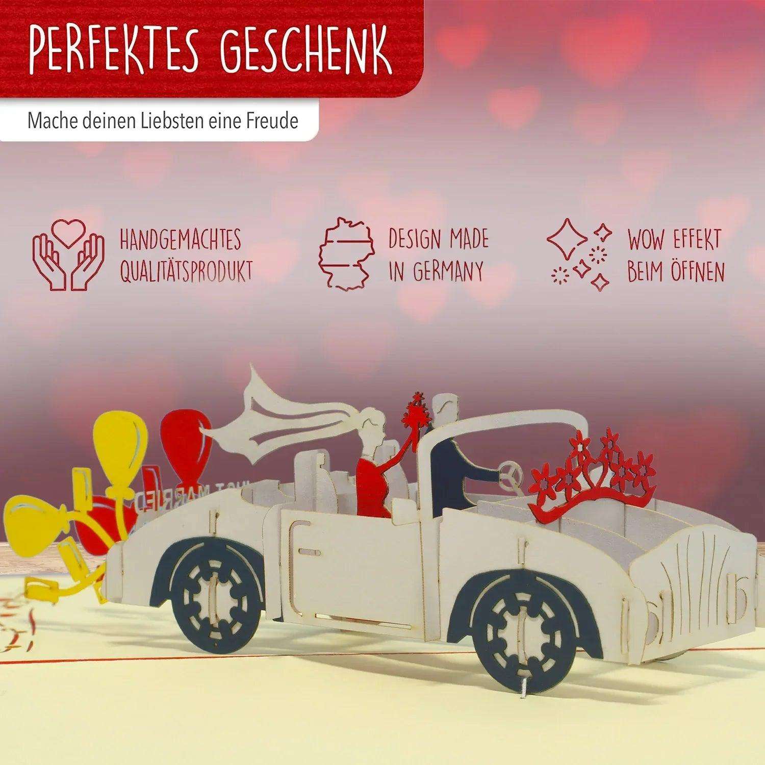 Hochzeitskarte Pop Up 3D - Hochzeitsauto, N256 LINPopUp N256