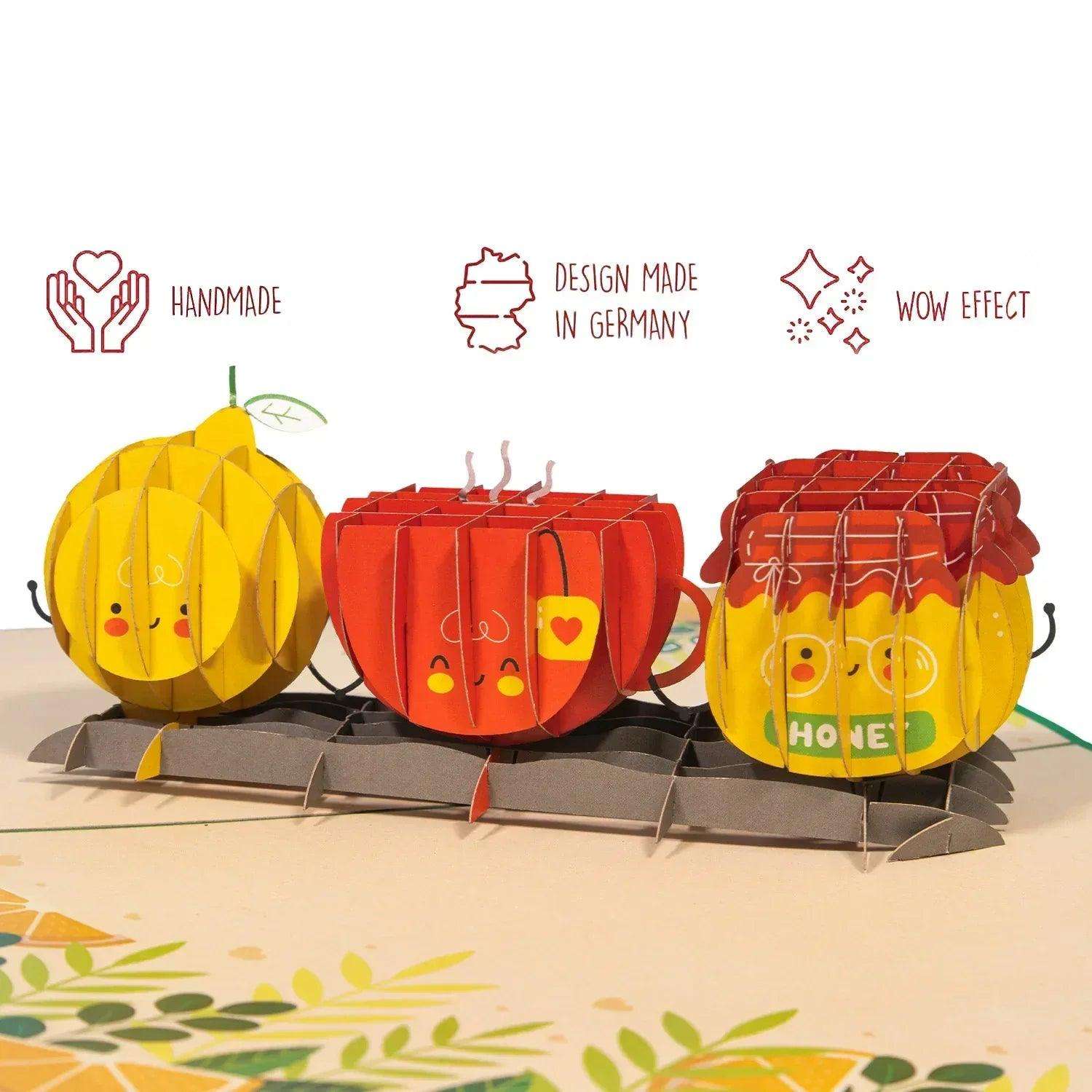 3D Pop-Up Karte mit Zitrone - Honig -Tee, N329 LINPopUp N329