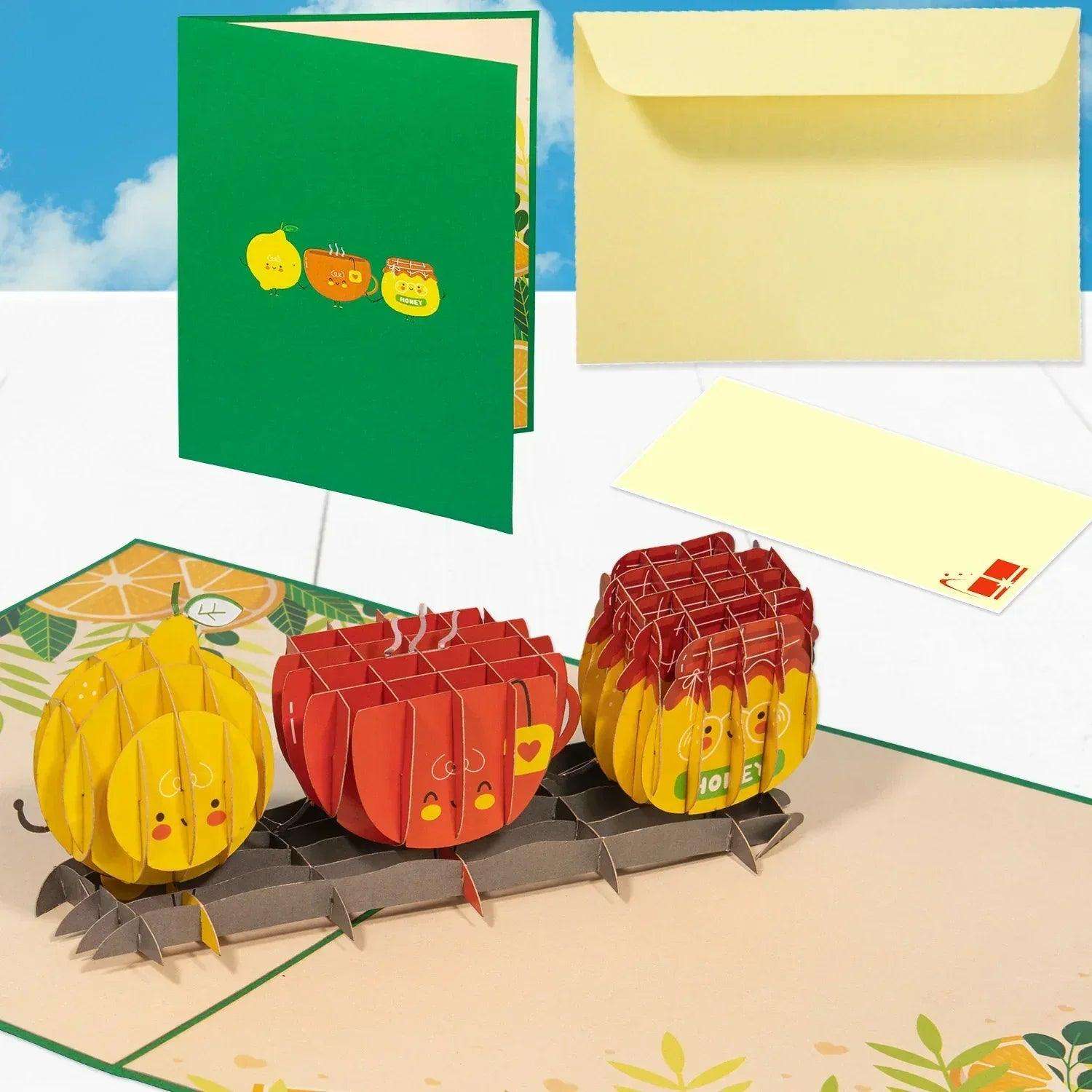3D Pop-Up Karte mit Zitrone - Honig -Tee, N329 LINPopUp N329