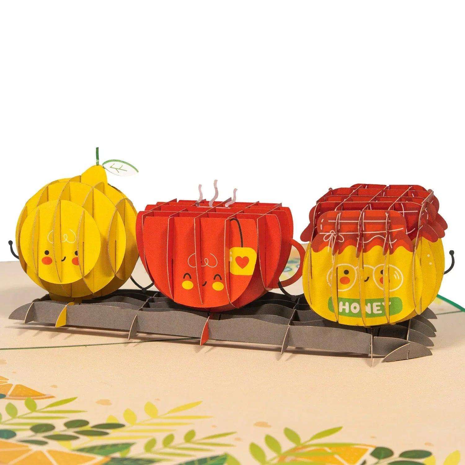 🎁 3D Pop-Up Karte mit Zitrone - Honig -Tee, N329 (100% off) - LINPopUp
