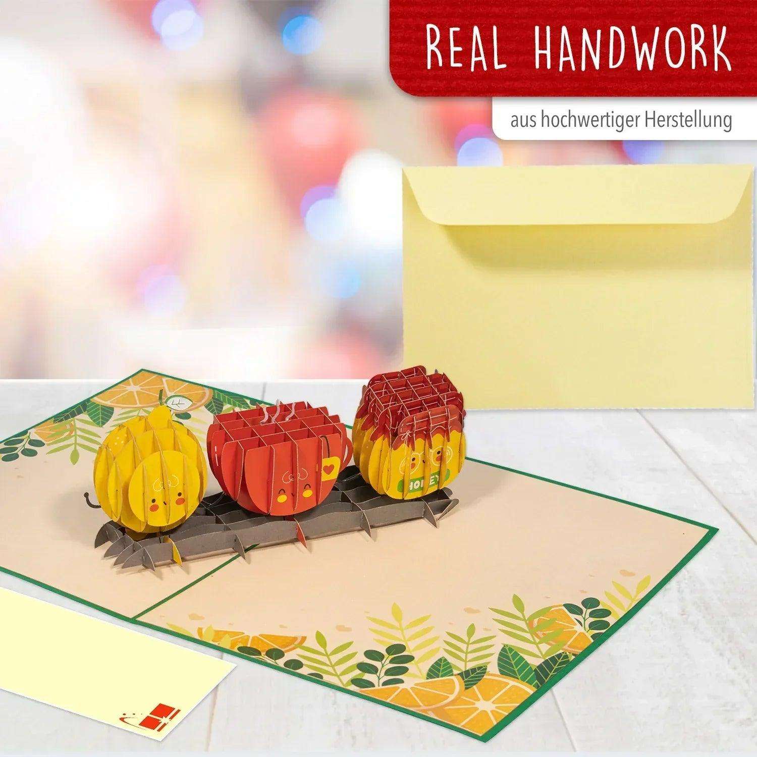 3D Pop-Up Karte mit Zitrone - Honig -Tee, N329 LINPopUp N329