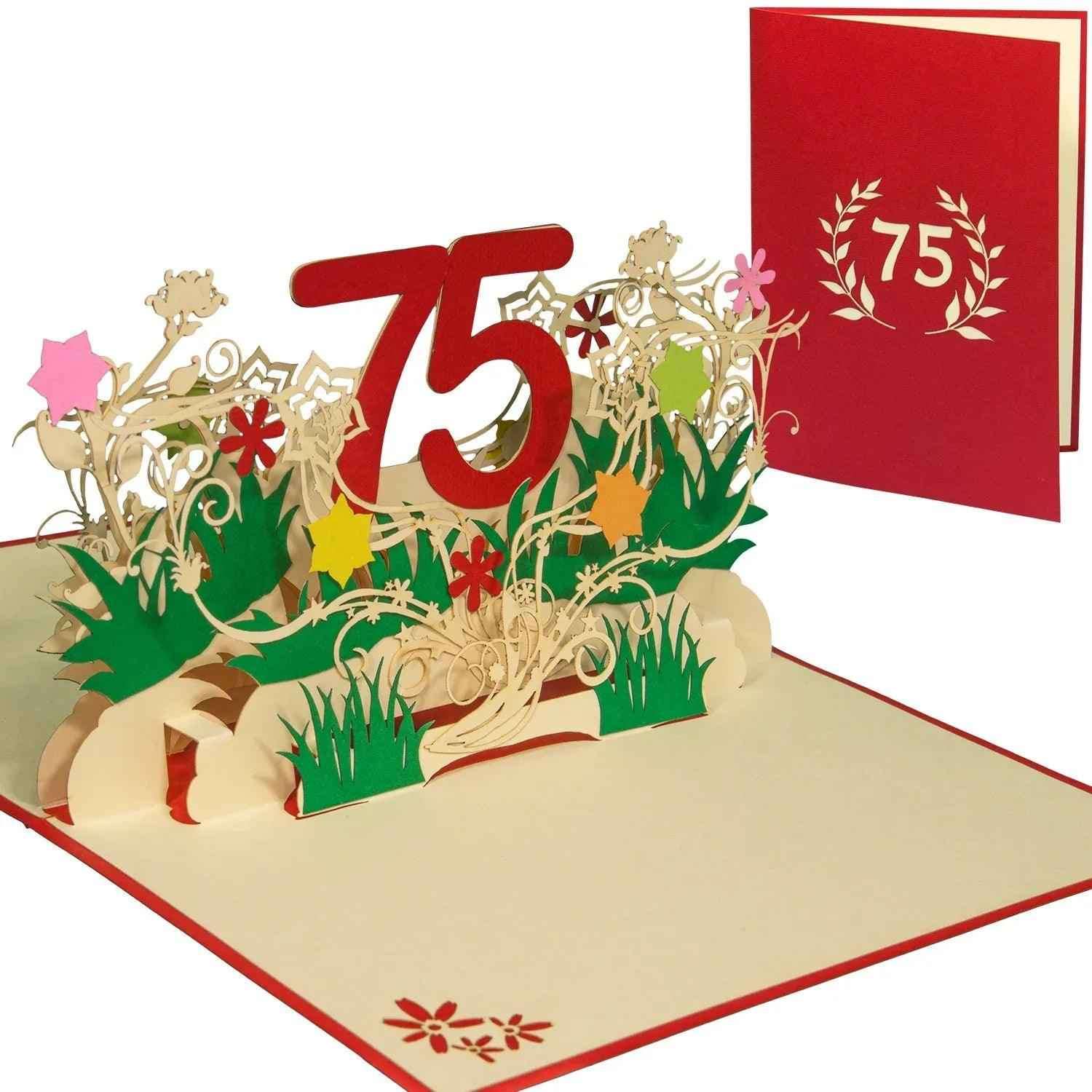Pop-Up-Karte zum Geburtstag – Zahl 75, Geburtstagseinladung & Jubiläum, N323 LINPopUp N323