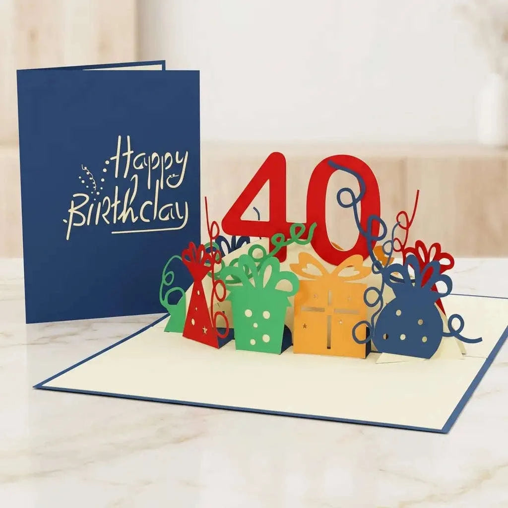 Pop Up Karte 3D Zahl 40 – Geburtstagseinladung & Jubiläum | LINPopUp LINPopUp 17261-N19