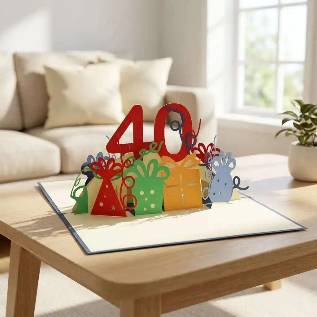 Pop Up Karte 3D Zahl 40 – Geburtstagseinladung & Jubiläum | LINPopUp LINPopUp 17261-N19