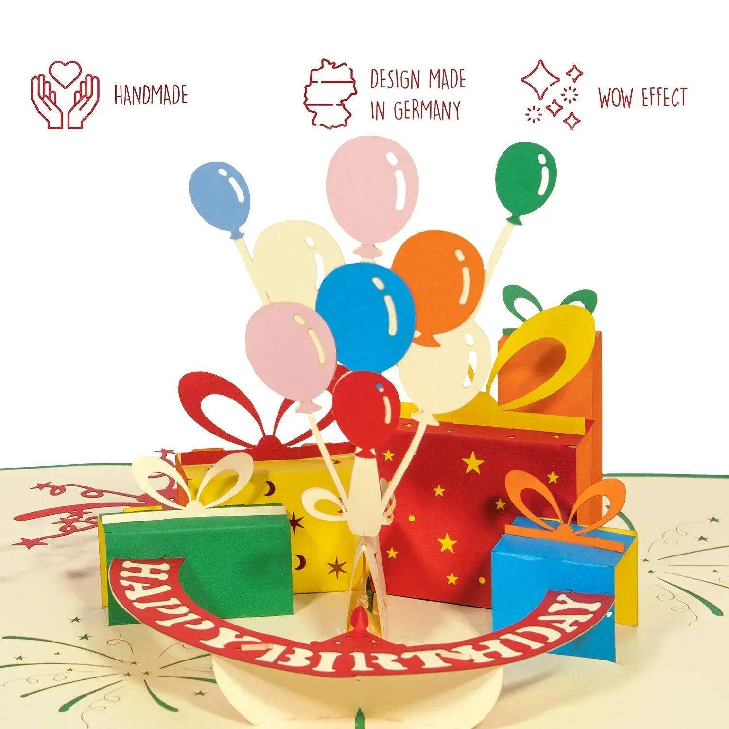 Pop-Up  Geburtstagskarte 3D rotierende LINPopUp Karte, Luftballons, N195 - LINPopUp
