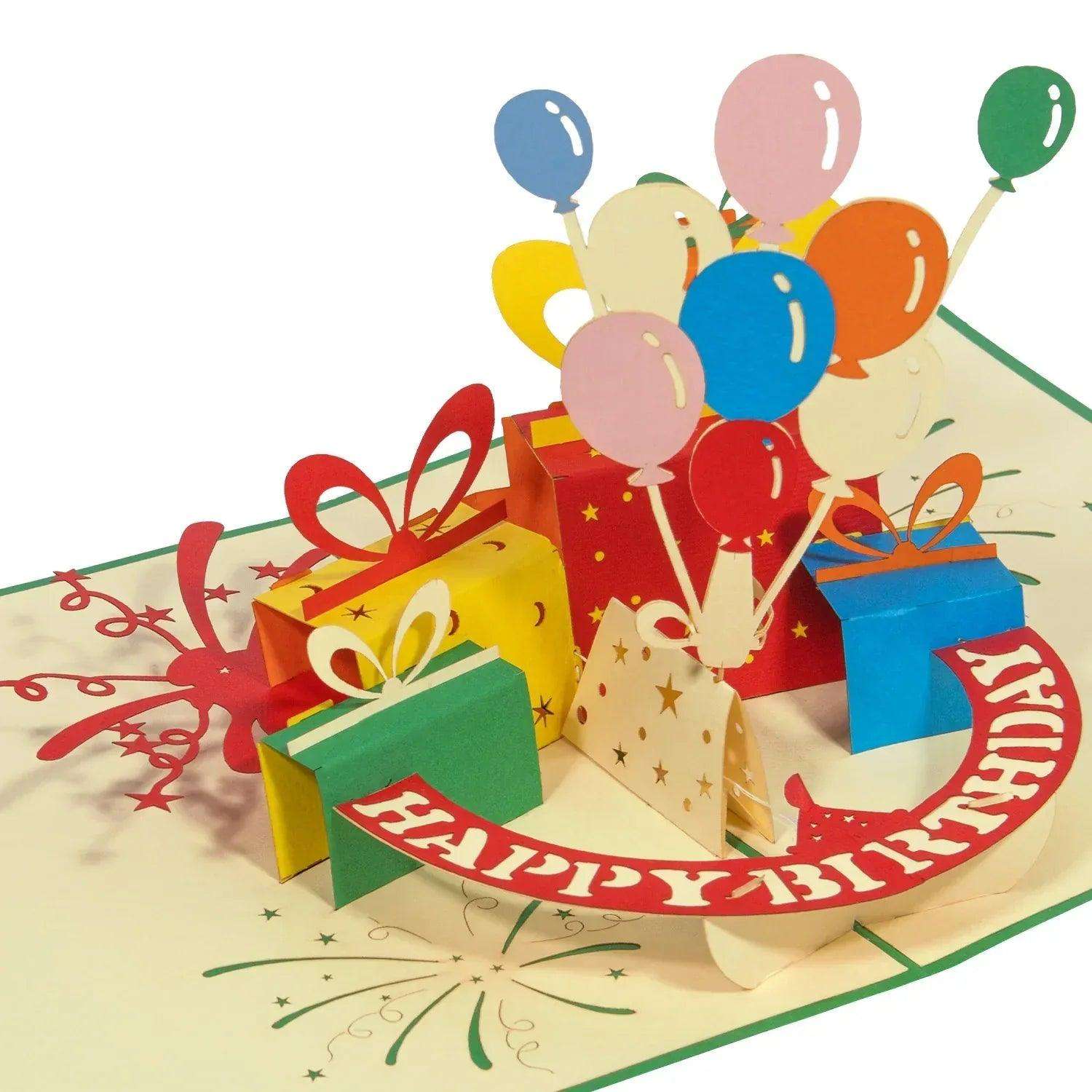 Pop-Up  Geburtstagskarte 3D rotierende LINPopUp Karte, Luftballons, N195 - LINPopUp