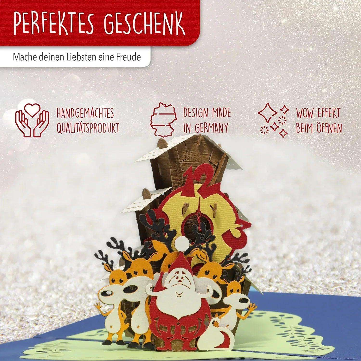 Pop Up Weihnachtskarte 3D Deluxe - Weihnachtsuhr, N703 LINPopUp N703
