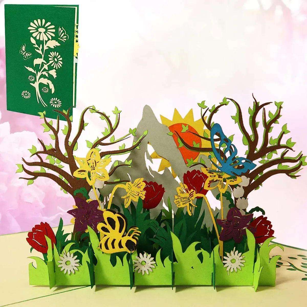 3D Pop-Up Karte Blumenkarte, Blumenwiese, N388 LINPopUp N388
