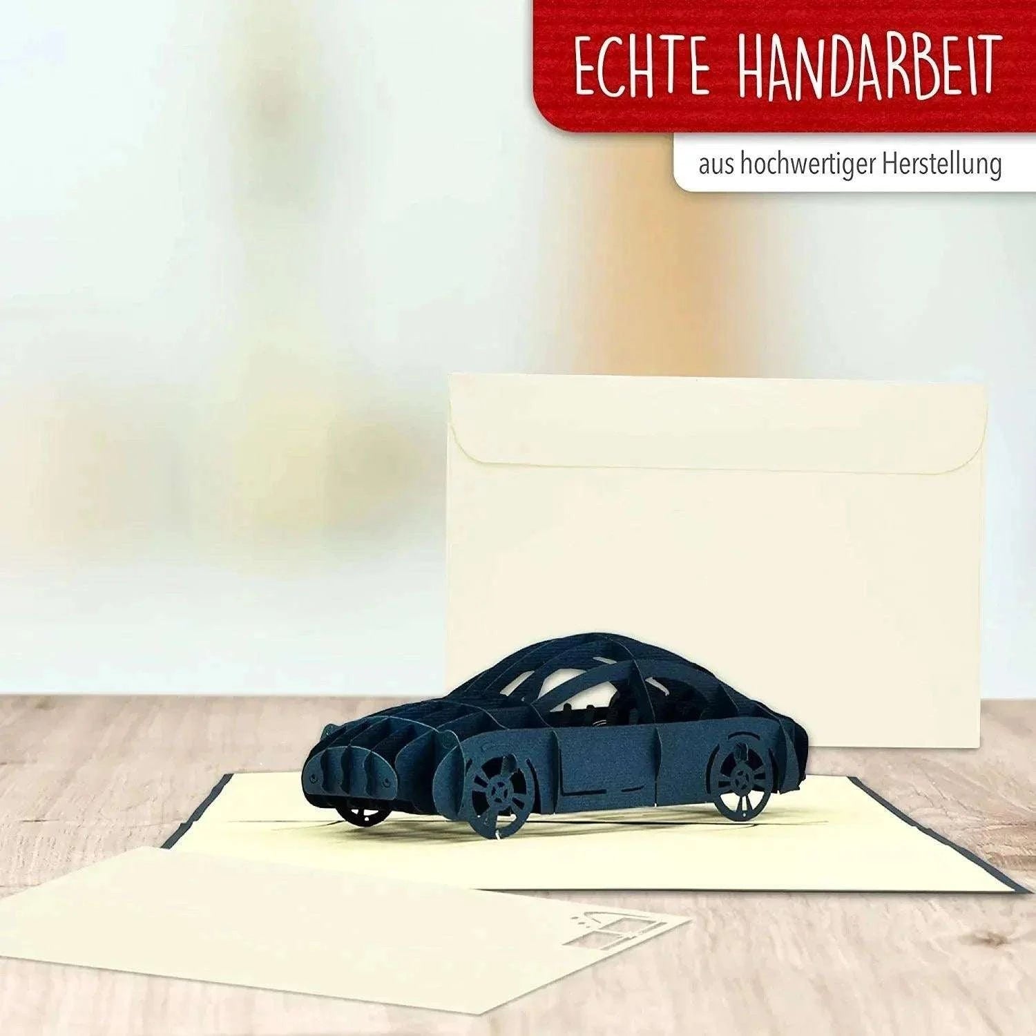 3D Pop-Up Karte Auto - Grußkarte, Geburtstagskarte, Geschenkidee Auto, N386 - LINPopUp
