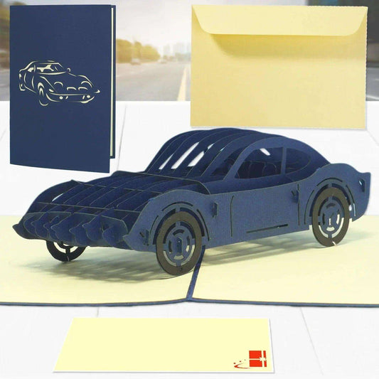 3D Pop-Up Karte Auto - Grußkarte, Geburtstagskarte, Geschenkidee Auto, N394 - LINPopUp