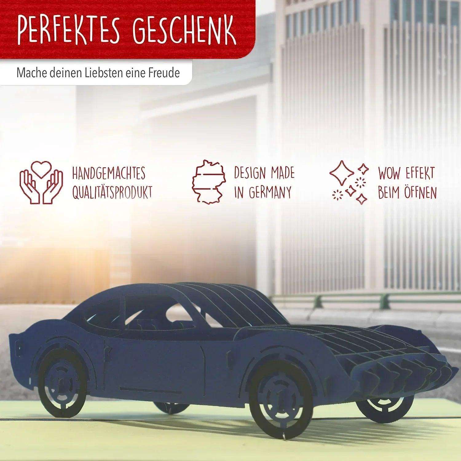3D Pop-Up Karte Auto - Grußkarte, Geburtstagskarte, Geschenkidee Auto, N394 - LINPopUp