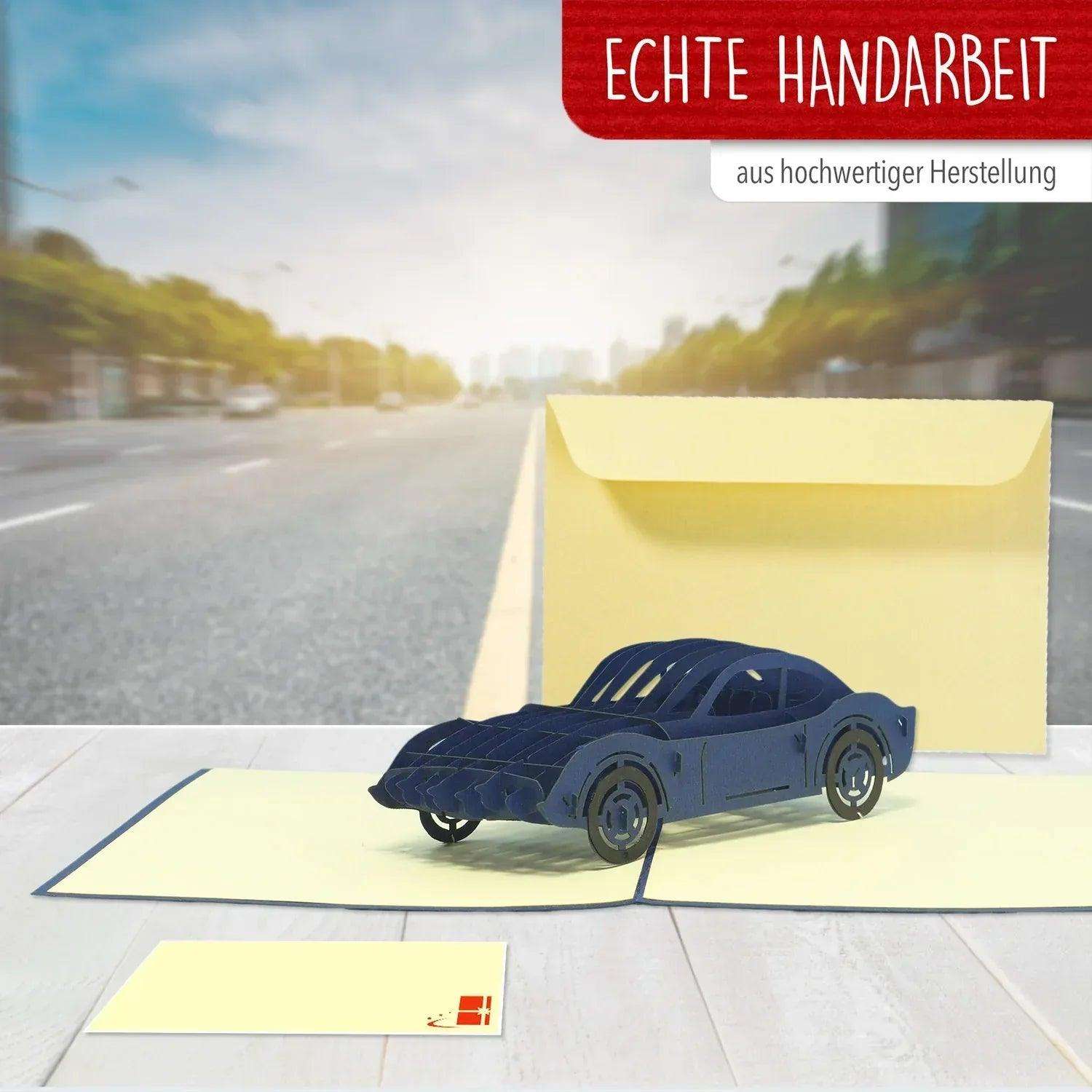 3D Pop-Up Karte Auto - Grußkarte, Geburtstagskarte, Geschenkidee Auto, N394 - LINPopUp