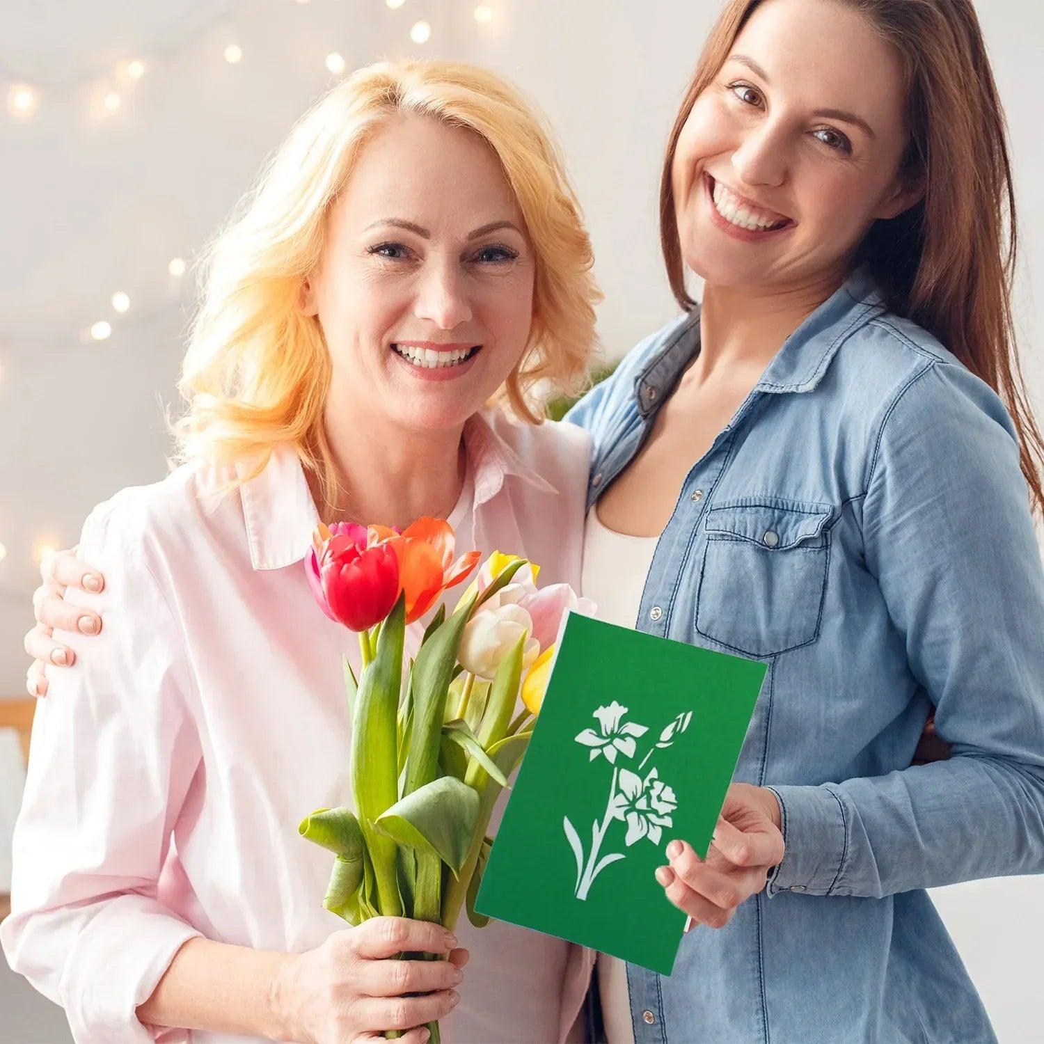 3D Pop-Up Karte Blumenkarte, Blüten - Blumen Weiß, N708 - LINPopUp