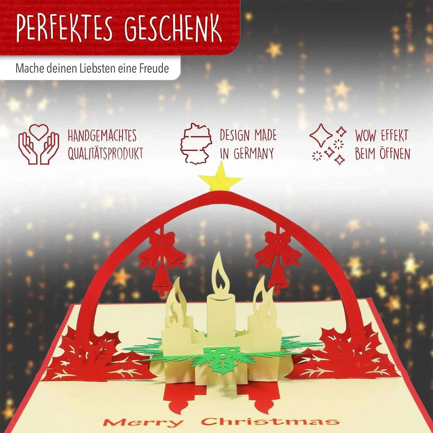 Pop Up Weihnachtskarte 3D - Adventskranz, N436 LINPopUp N436