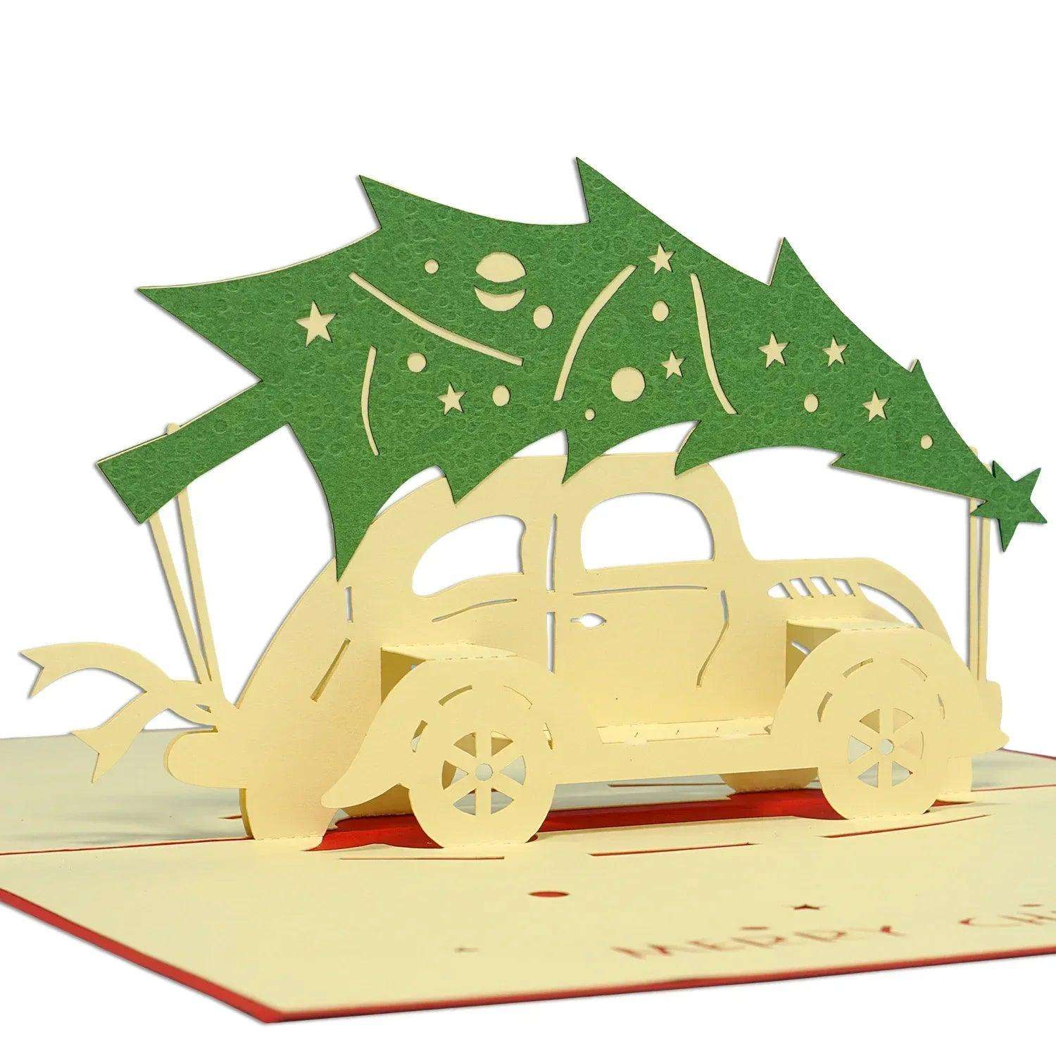 Pop Up Weihnachtskarte 3D - Auto mit Tannenbaum, N413 LINPopUp N413