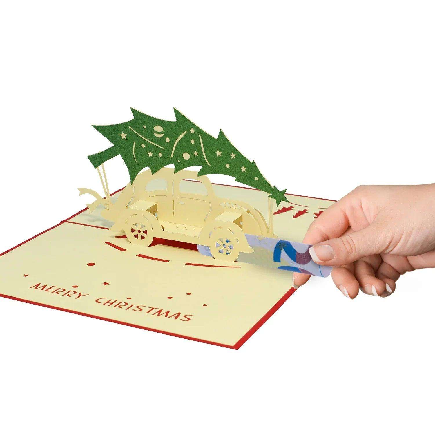 Pop Up Weihnachtskarte 3D - Auto mit Tannenbaum, N413 LINPopUp N413