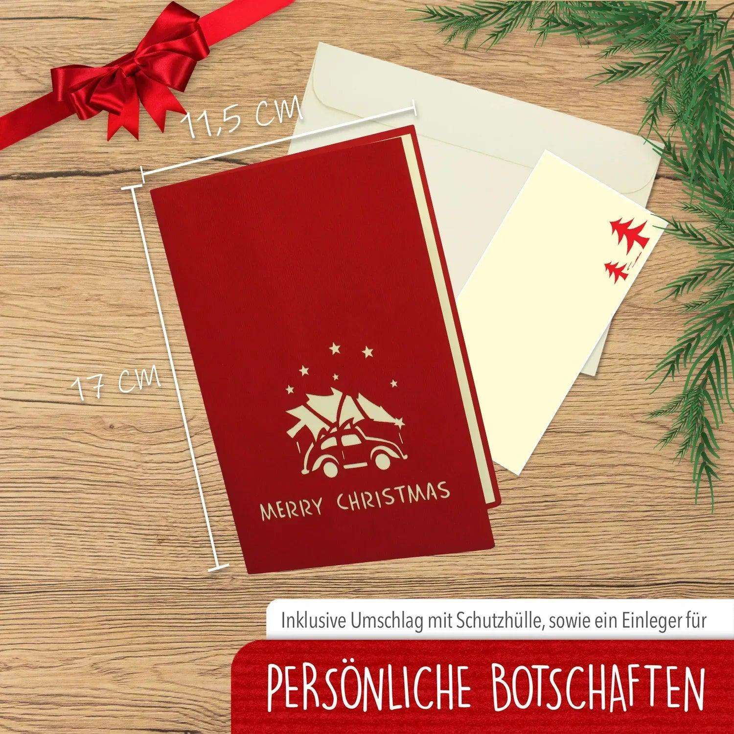 Pop Up Weihnachtskarte 3D - Auto mit Tannenbaum, N413 - LINPopUp