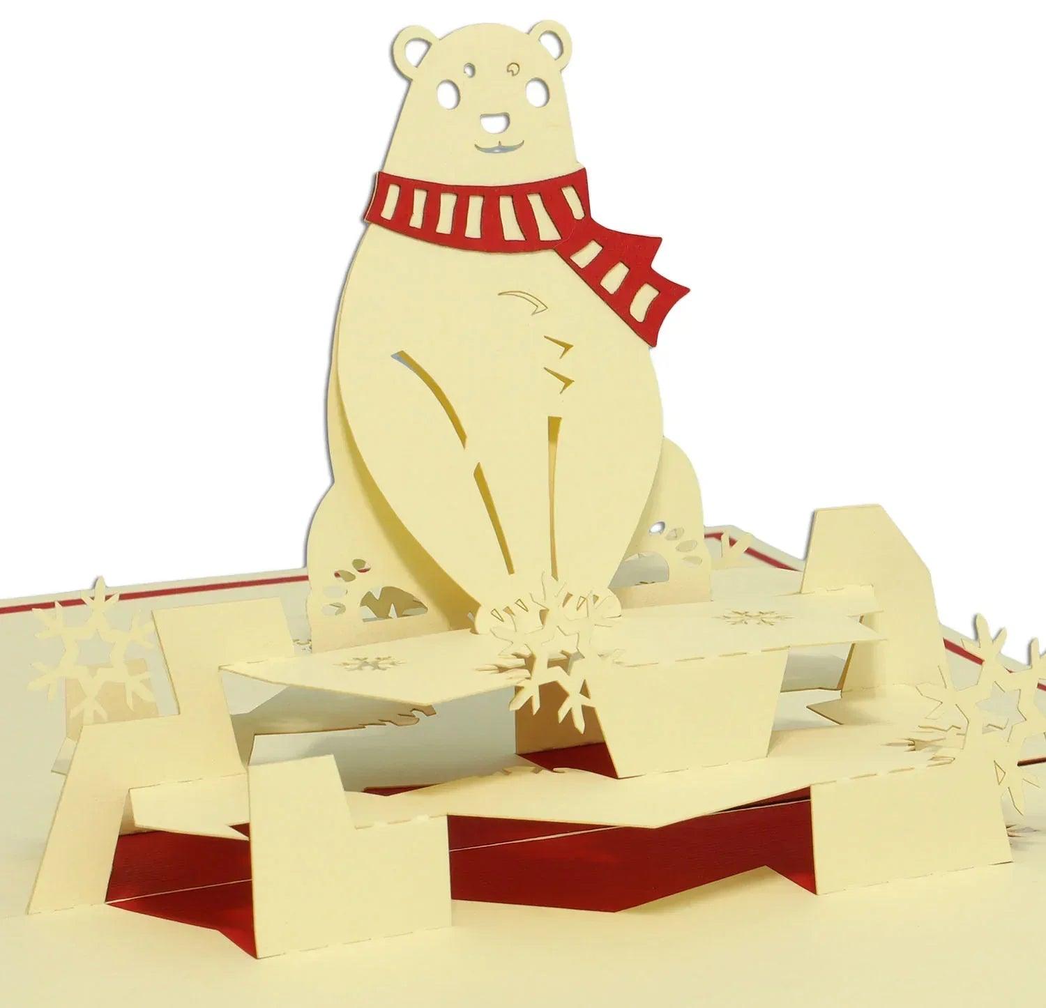 Pop Up Weihnachtskarte 3D - Eisbär im Schnee, N415 - LINPopUp