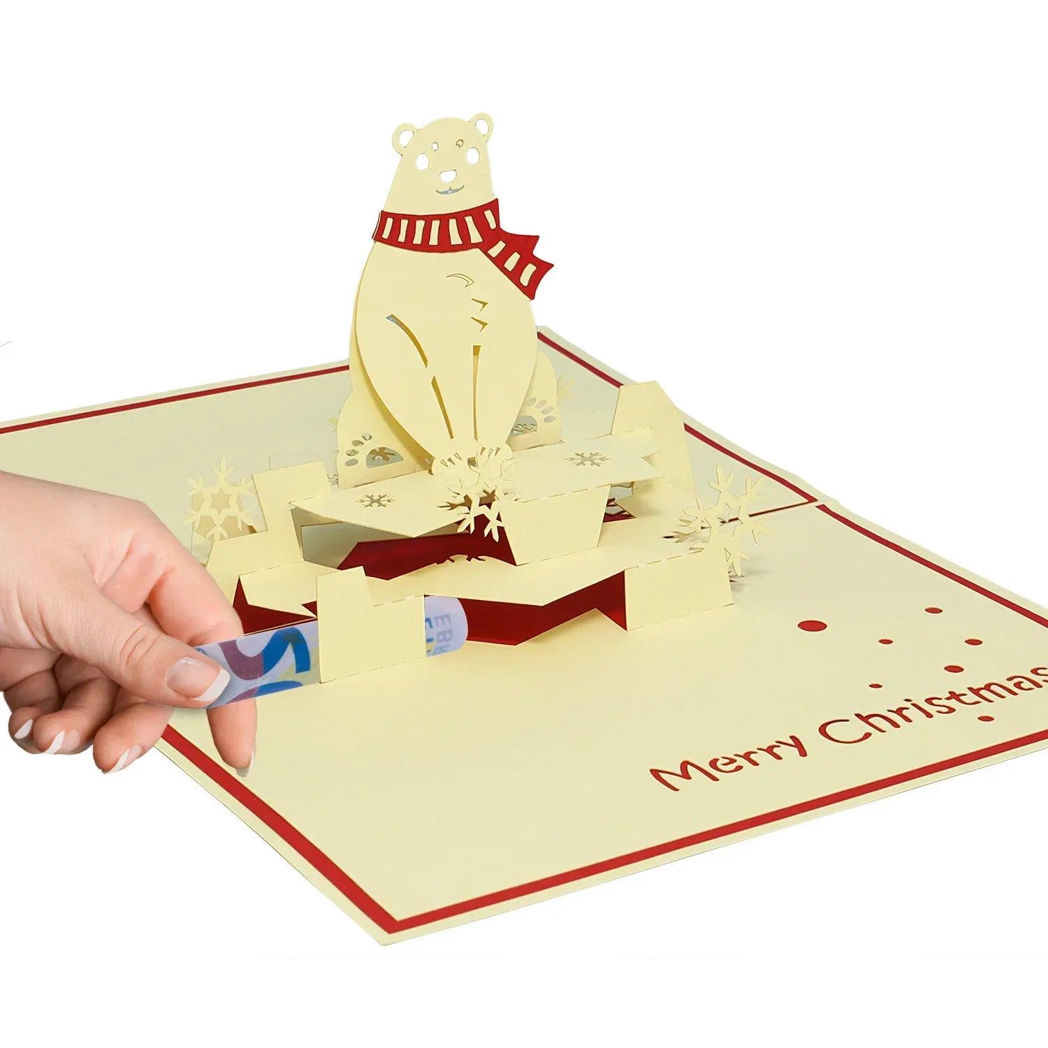 Pop Up Weihnachtskarte 3D - Eisbär im Schnee, N415 - LINPopUp