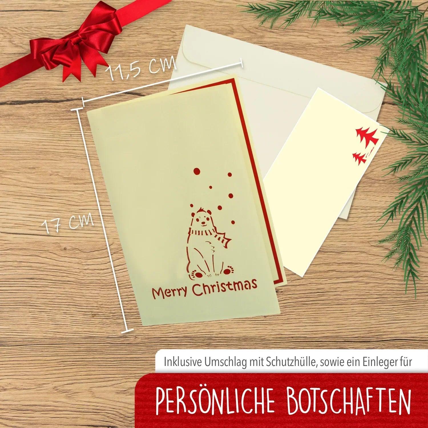 Pop Up Weihnachtskarte 3D - Eisbär im Schnee, N415 - LINPopUp