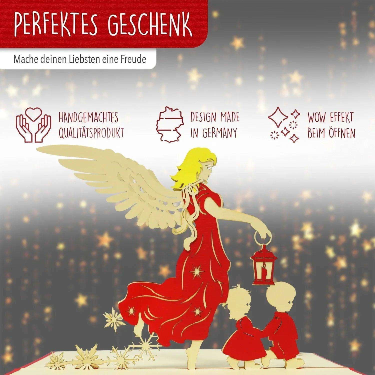 Pop Up Weihnachtskarte 3D - Engel, Christkind mit Kindern, N446 LINPopUp N446