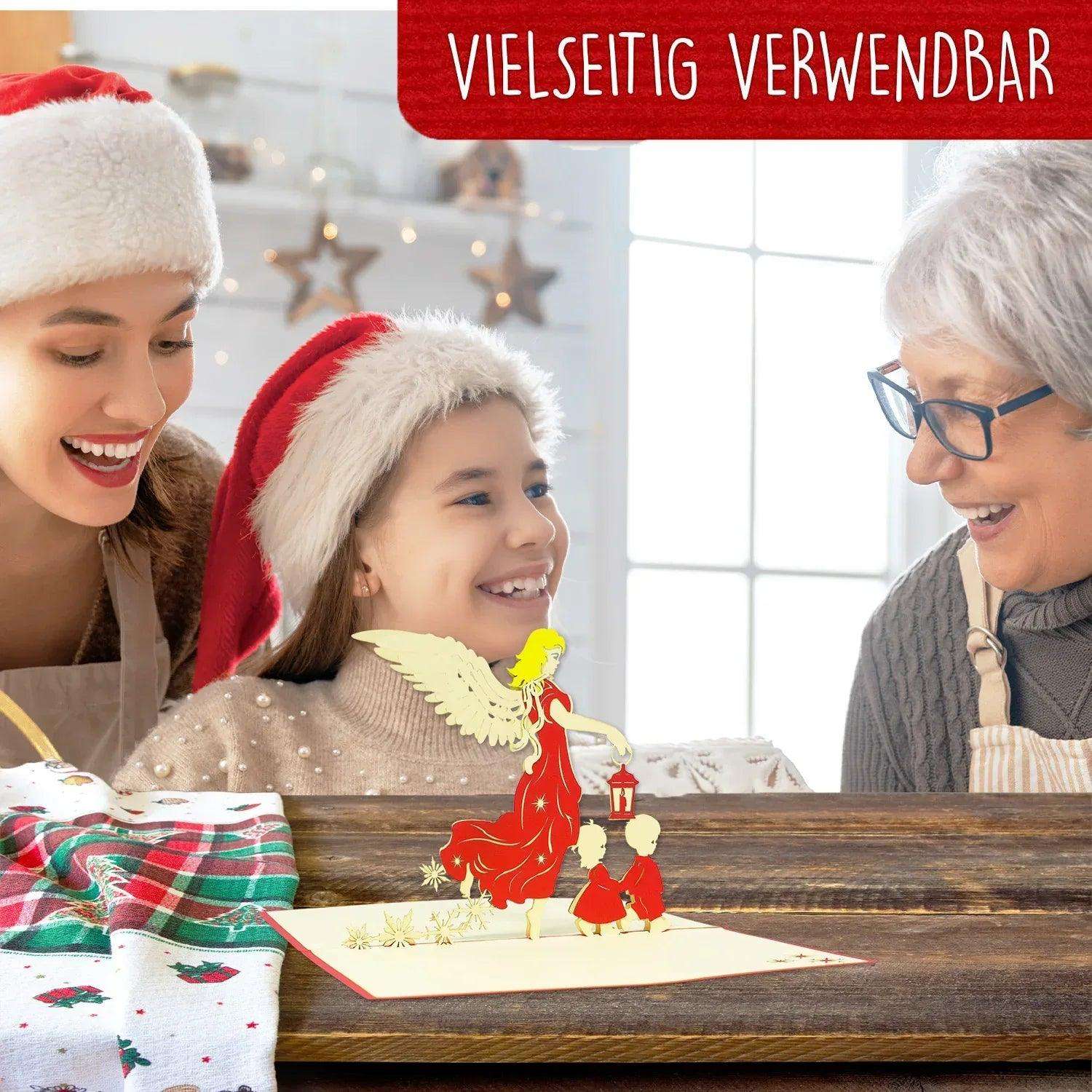 Pop Up Weihnachtskarte 3D - Engel, Christkind mit Kindern, N446 LINPopUp N446