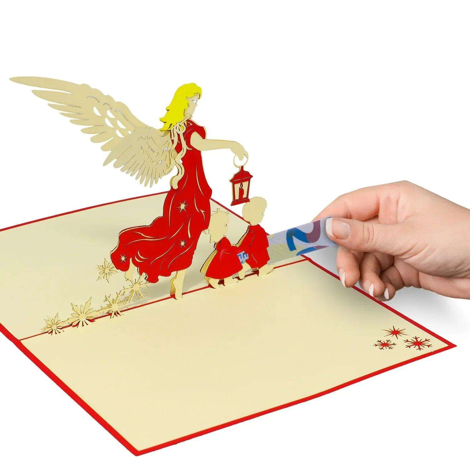 Pop Up Weihnachtskarte 3D - Engel, Christkind mit Kindern, N446 LINPopUp N446
