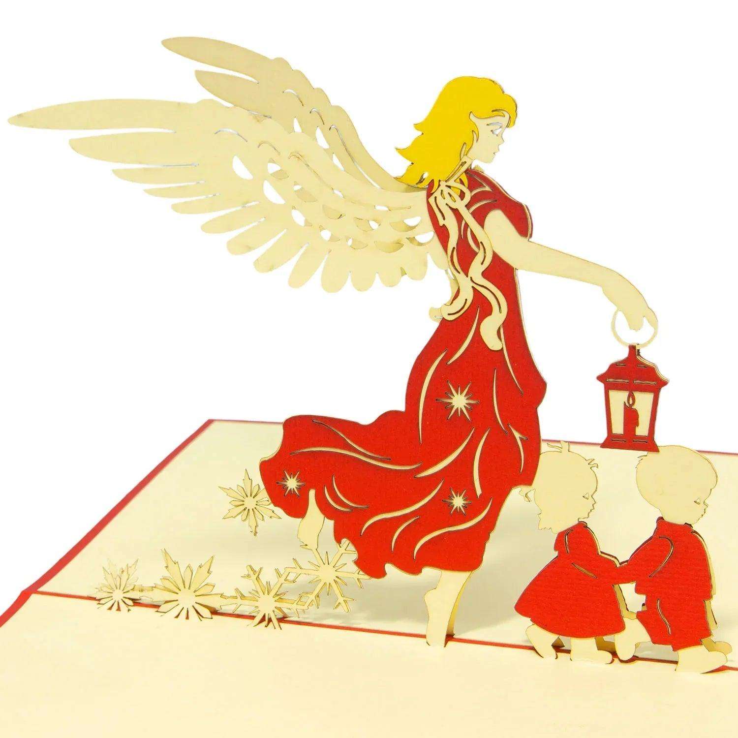 Pop Up Weihnachtskarte 3D - Engel, Christkind mit Kindern, N446 LINPopUp N446