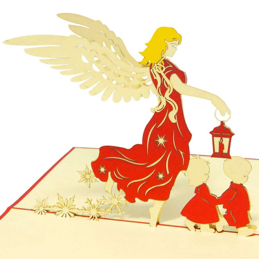 Pop Up Weihnachtskarte 3D - Engel, Christkind mit Kindern, N446 - LINPopUp