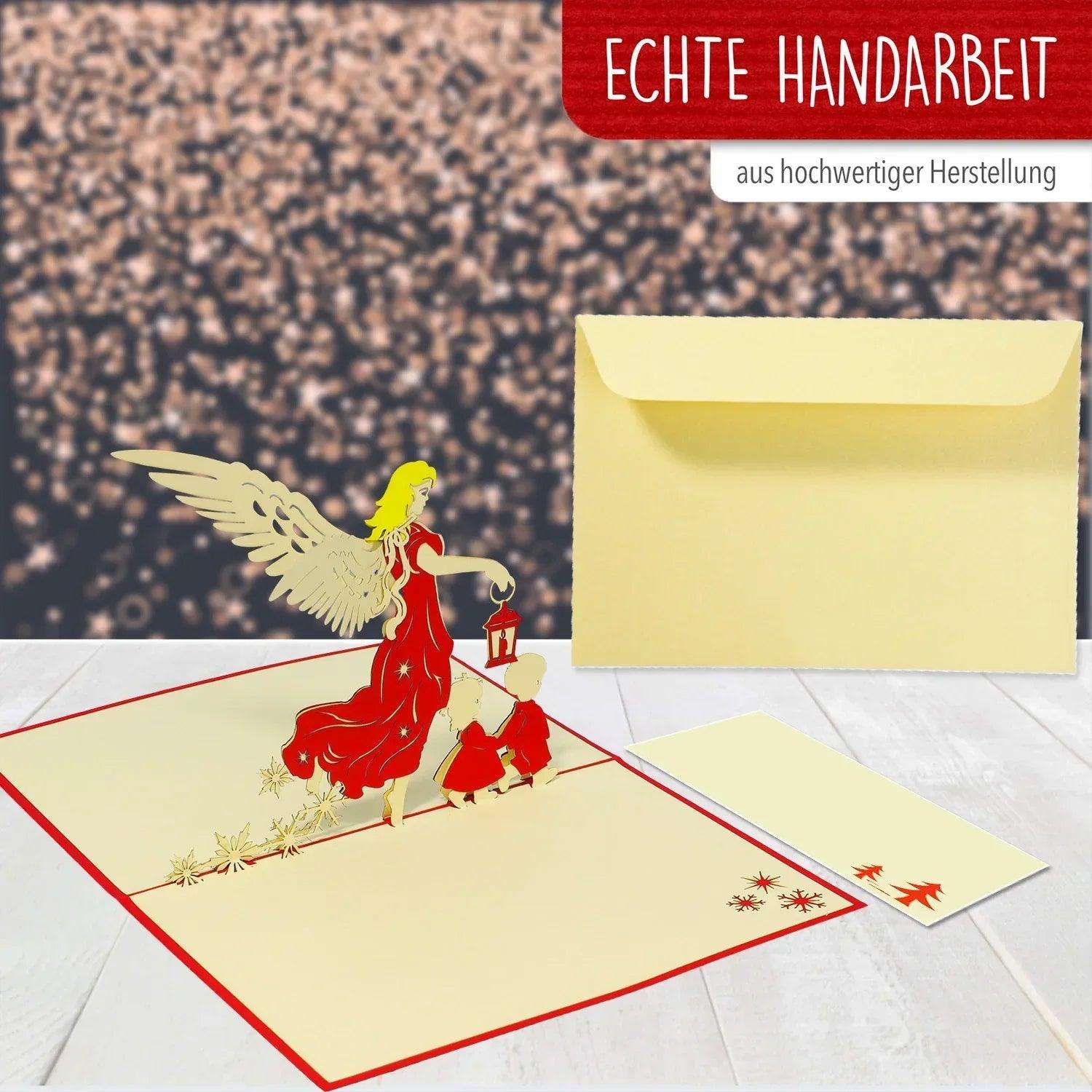 Pop Up Weihnachtskarte 3D - Engel, Christkind mit Kindern, N446 LINPopUp N446